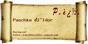 Paschka Áldor névjegykártya